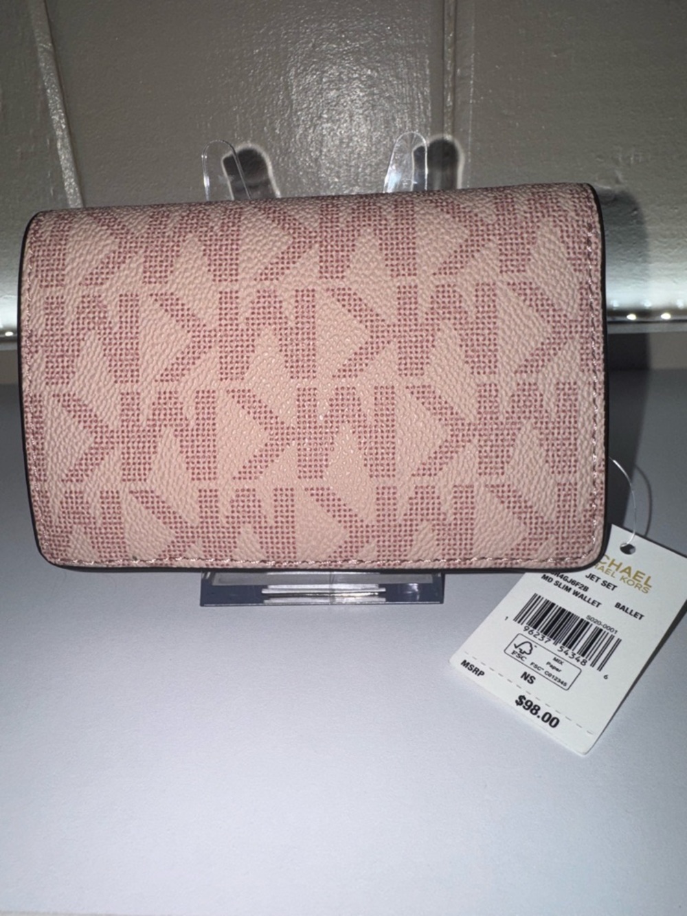 LOW START Michael Kors Blush Pink MK Signature Continental Wallet NWT Org $98 - Picture 3 of 4